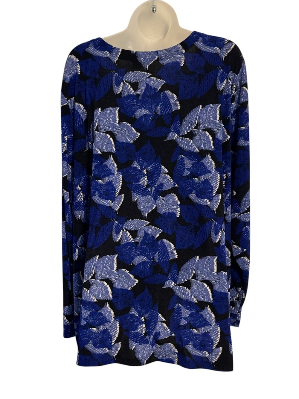 New Directions Blue & Black Abstract Notch-Neck Top PLUS: 3X Bin#14 - Picture 4 of 8